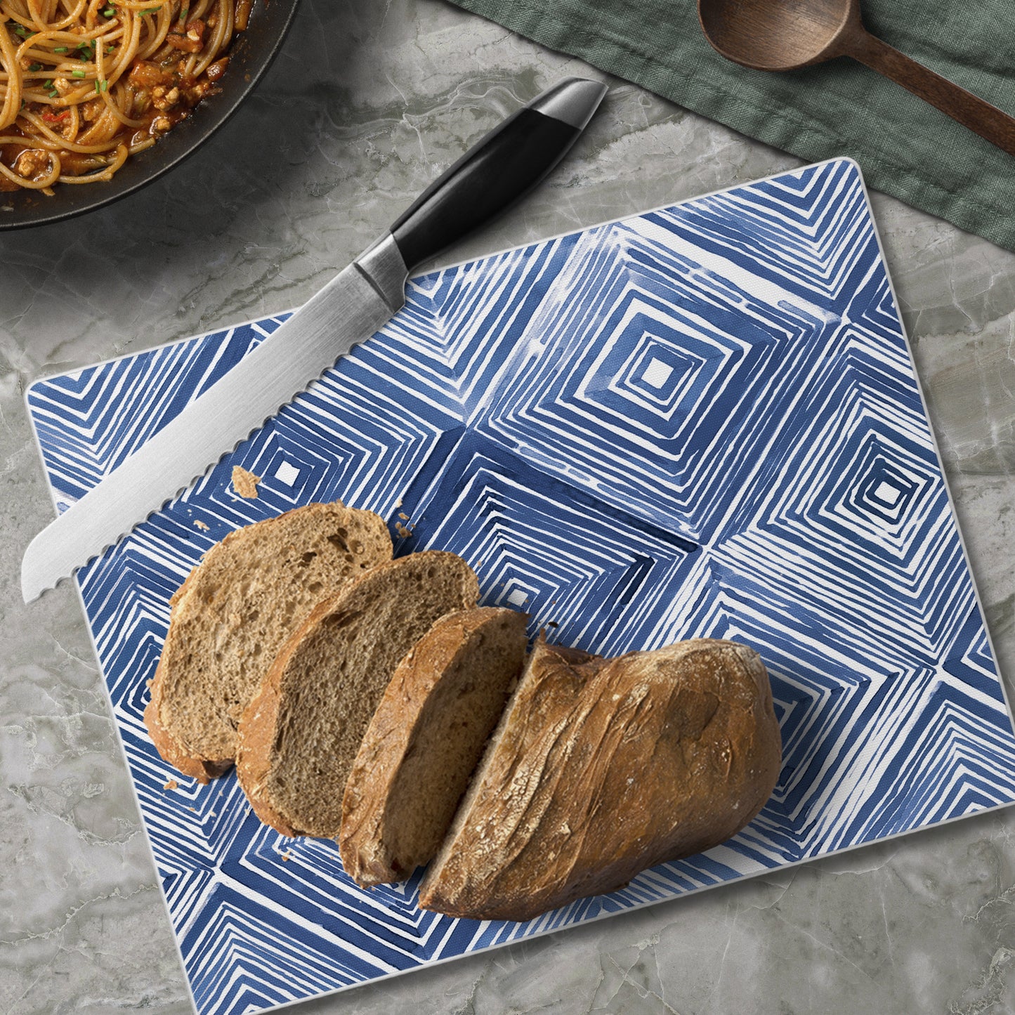 CounterArt Indigo Diamond 3mm Tempered Glass Cutting Board 10” x 8” Manufactured in the USA