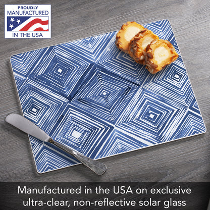 CounterArt Indigo Diamond 3mm Tempered Glass Cutting Board 10” x 8” Manufactured in the USA