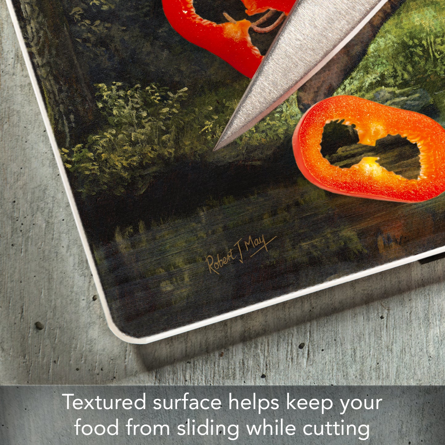 CounterArt Tranquil Elk 3mm Tempered Glass Cutting Board 10” x 8” Manufactured in the USA