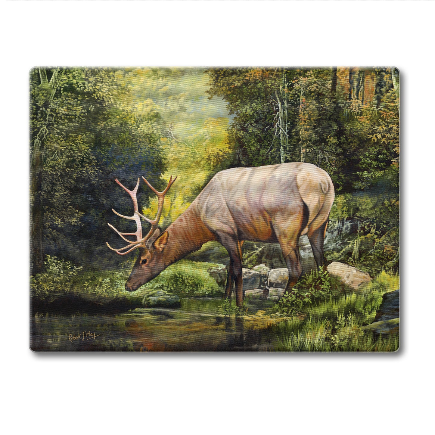 CounterArt Tranquil Elk 3mm Tempered Glass Cutting Board 10” x 8” Manufactured in the USA