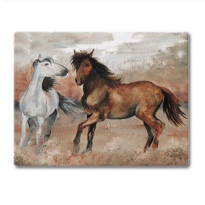 CounterArt Southwest Horses 3mm Tempered Glass Cutting Board 10” x 8” Manufactured in the USA