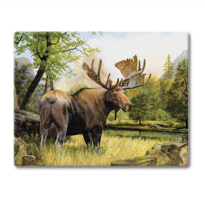 CounterArt Tranquil Moose 3mm Tempered Glass Cutting Board 10” x 8” Manufactured in the USA