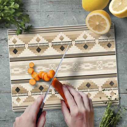 CounterArt Neutral Aztec 3mm Tempered Glass Cutting Board 10” x 8” Manufactured in the USA