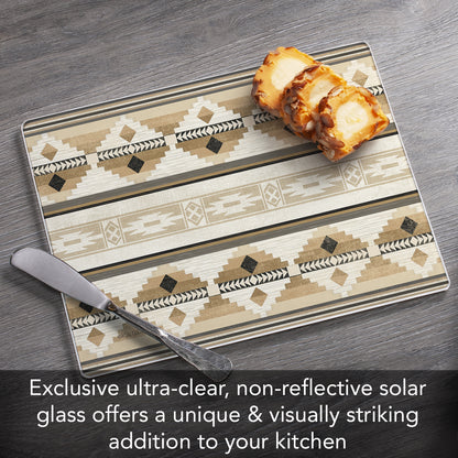 CounterArt Neutral Aztec 3mm Tempered Glass Cutting Board 10” x 8” Manufactured in the USA