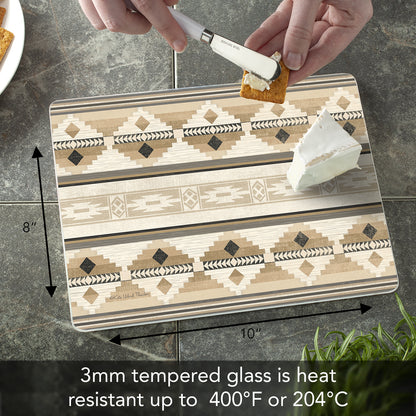 CounterArt Neutral Aztec 3mm Tempered Glass Cutting Board 10” x 8” Manufactured in the USA