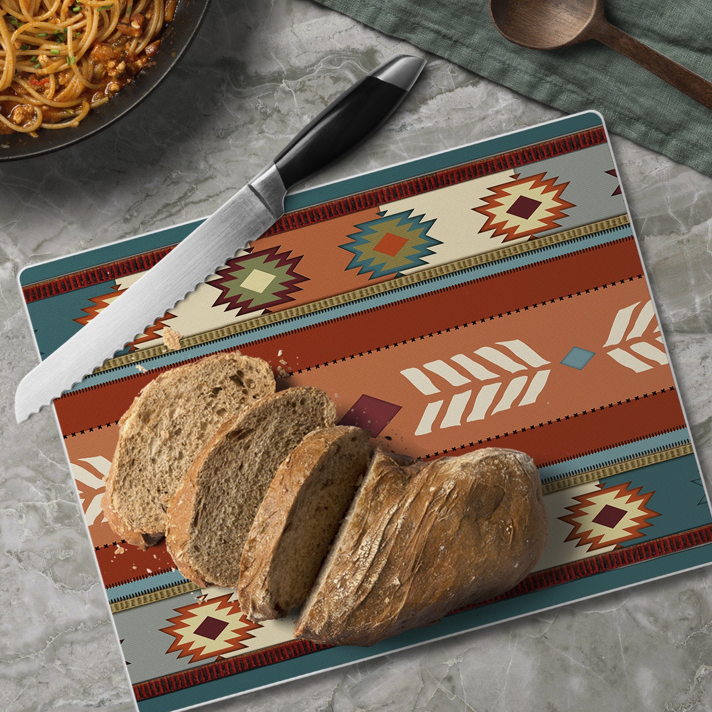 CounterArt Southwest Vibe 3mm Tempered Glass Cutting Board 10” x 8” Manufactured in the USA