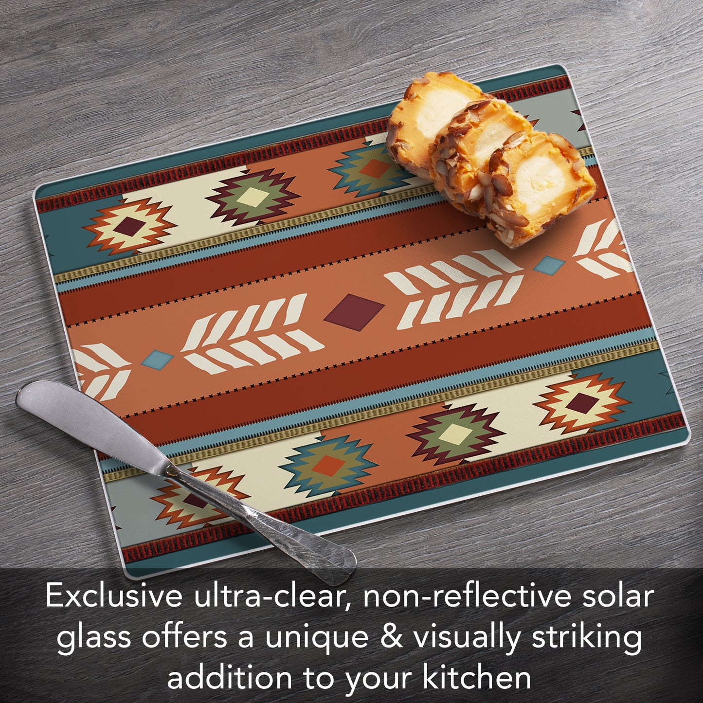 CounterArt Southwest Vibe 3mm Tempered Glass Cutting Board 10” x 8” Manufactured in the USA