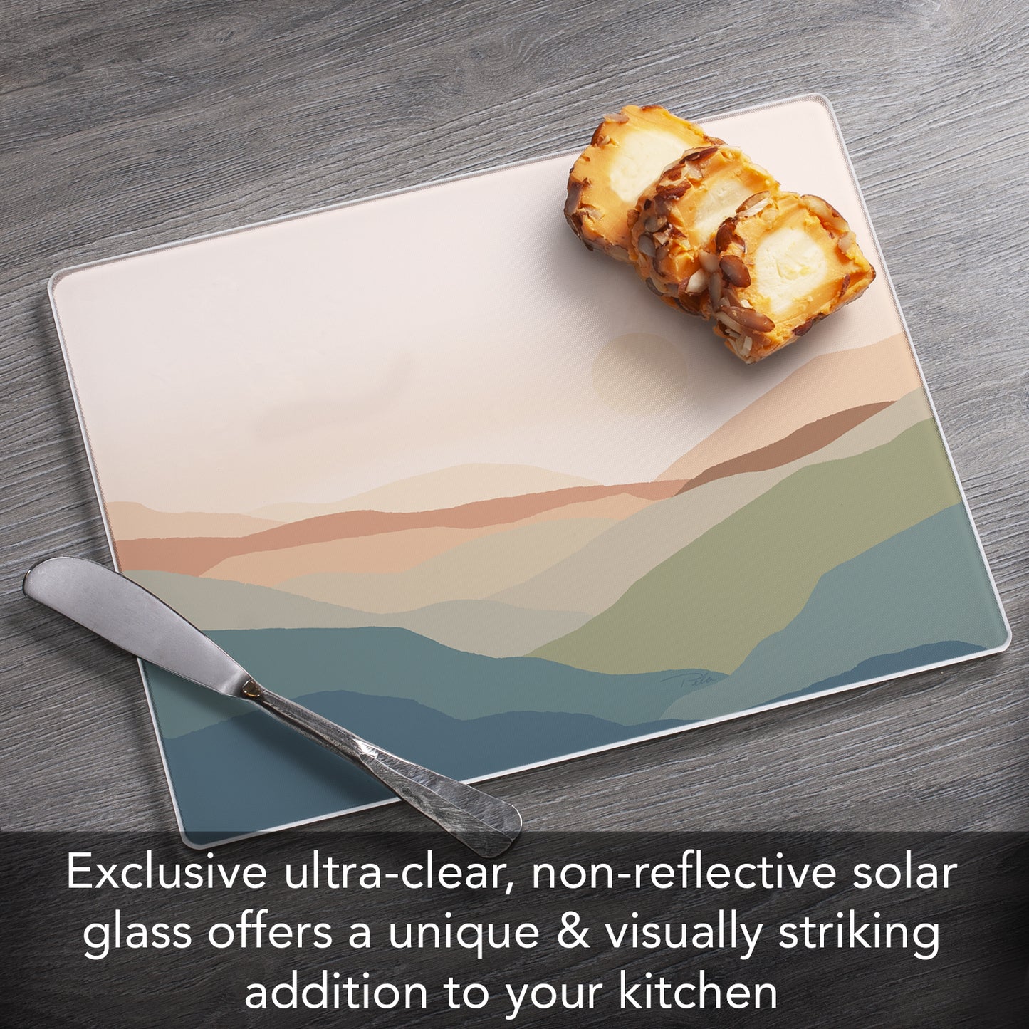 CounterArt Mountain Spice 3mm Tempered Glass Cutting Board 10” x 8” Manufactured in the USA