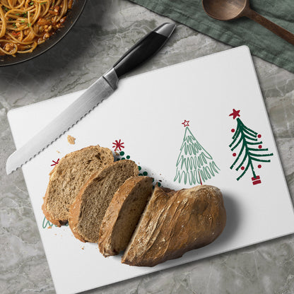 CounterArt Scandinavian Trees 3mm Tempered Glass Cutting Board 10” x 8” Manufactured in the USA