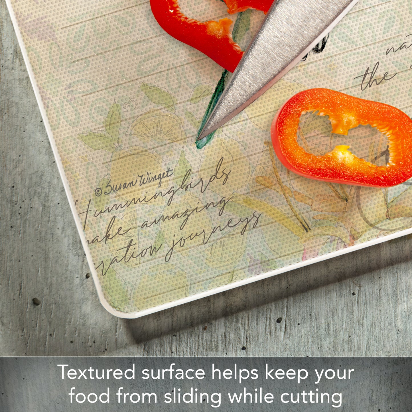 CounterArt Hummingbird 3mm Tempered Glass Cutting Board 10” x 8” Manufactured in the USA