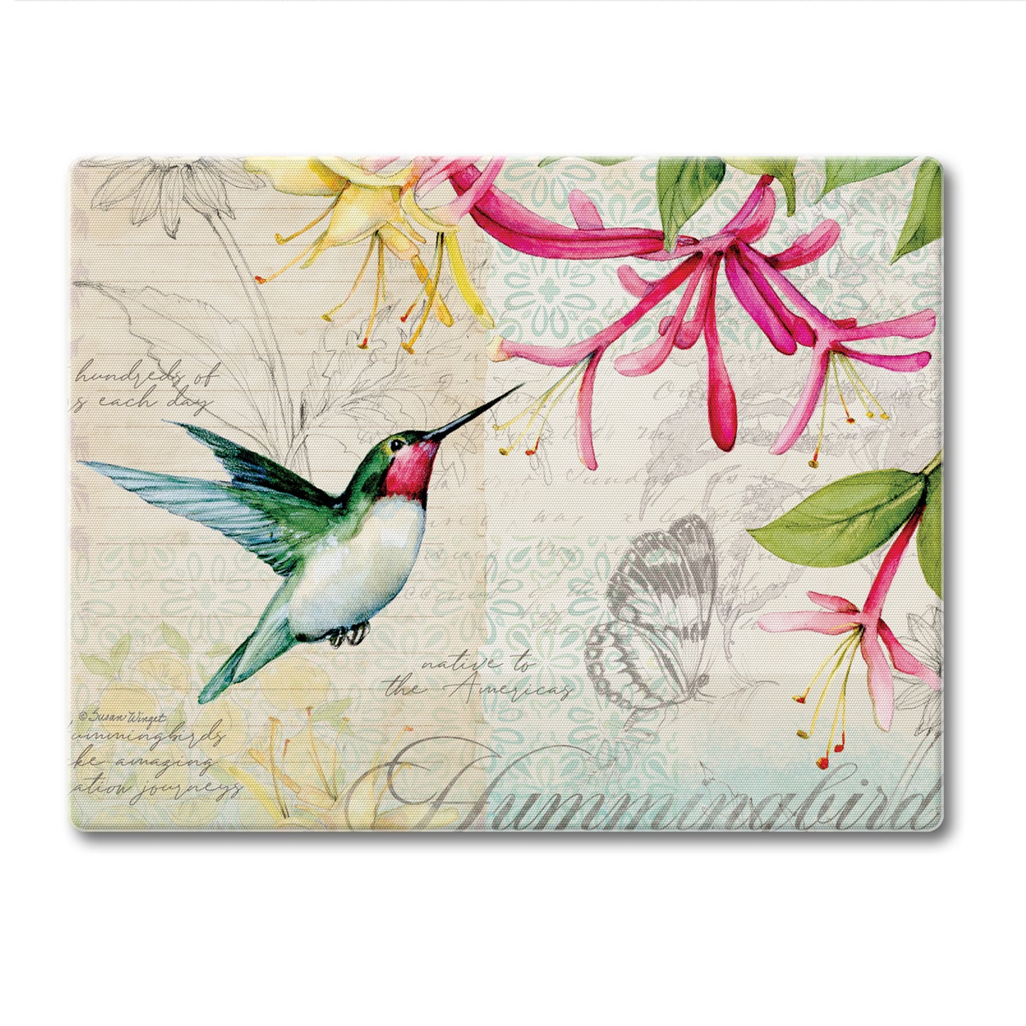 CounterArt Hummingbird 3mm Tempered Glass Cutting Board 10” x 8” Manufactured in the USA
