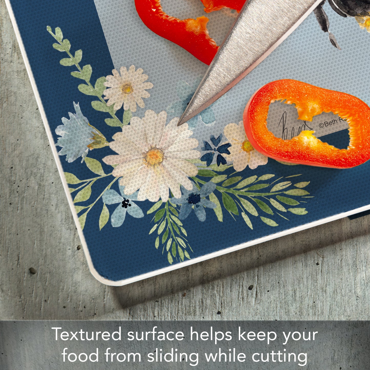 CounterArt Beautiful Bee 3mm Tempered Glass Cutting Board 10” x 8” Manufactured in the USA