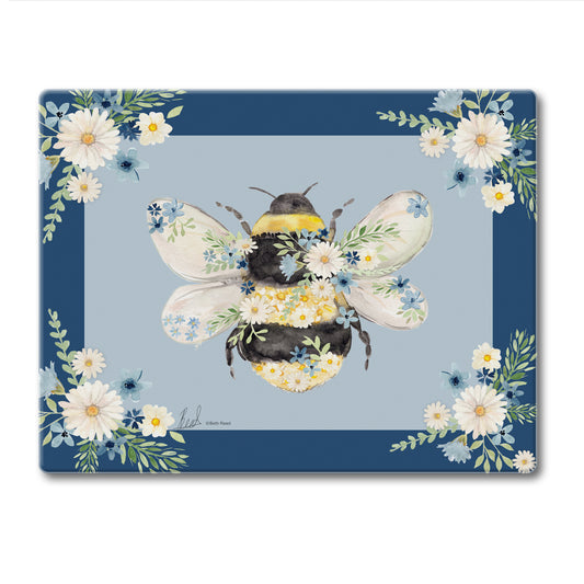CounterArt Beautiful Bee 3mm Tempered Glass Cutting Board 10” x 8” Manufactured in the USA