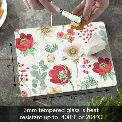 CounterArt Floral Traditions 3mm Tempered Glass Cutting Board 10” x 8” Manufactured in the USA