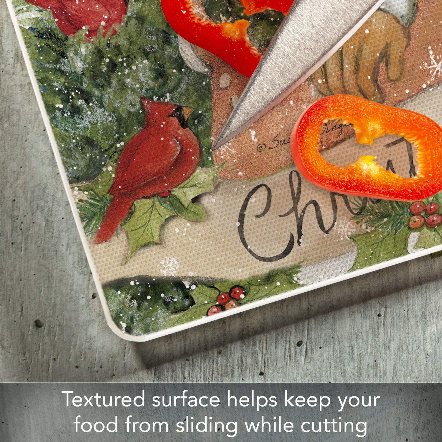 CounterArt Magic of the Holidays 3mm Tempered Glass Cutting Board 10” x 8” Manufactured in the USA