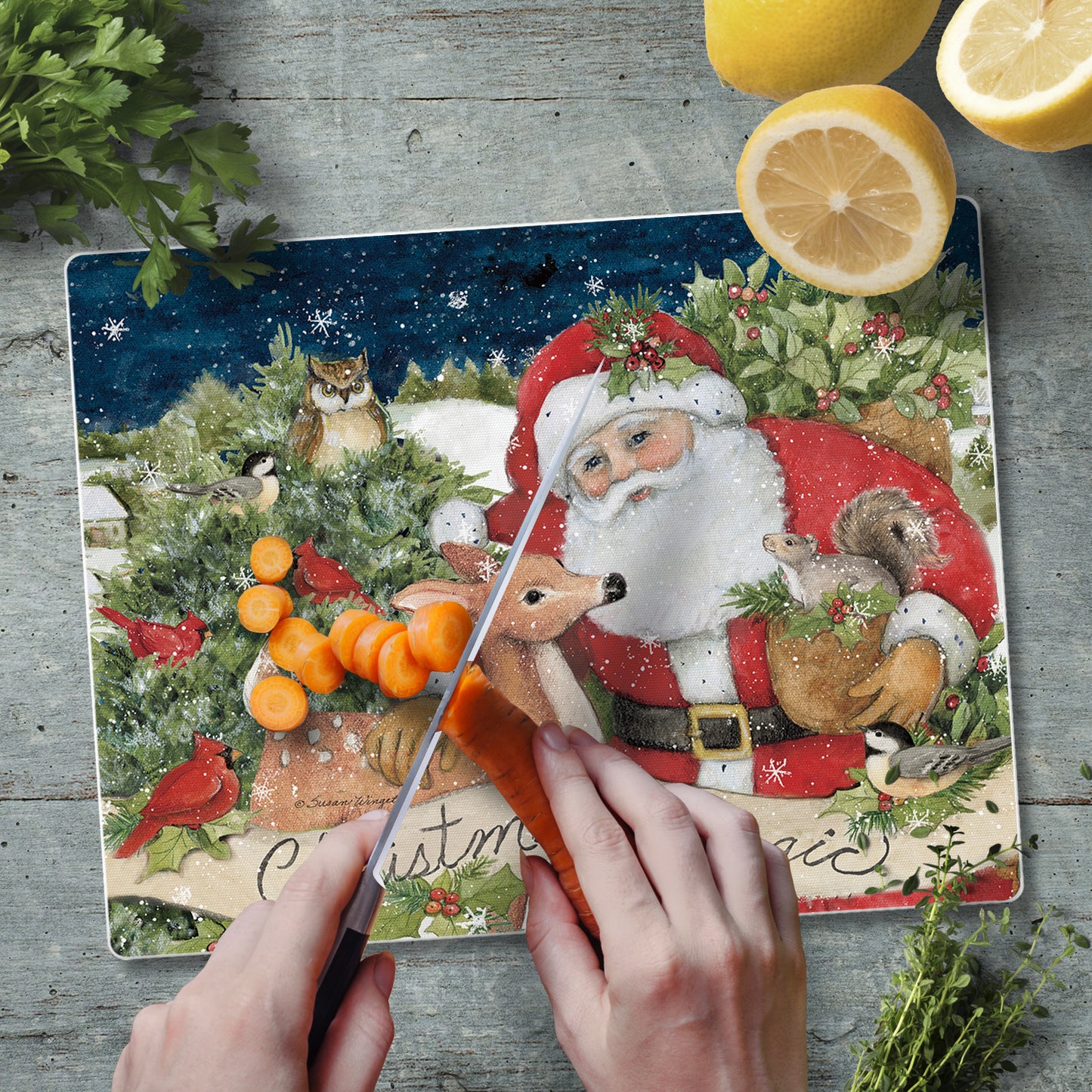 CounterArt Magic of the Holidays 3mm Tempered Glass Cutting Board 10” x 8” Manufactured in the USA
