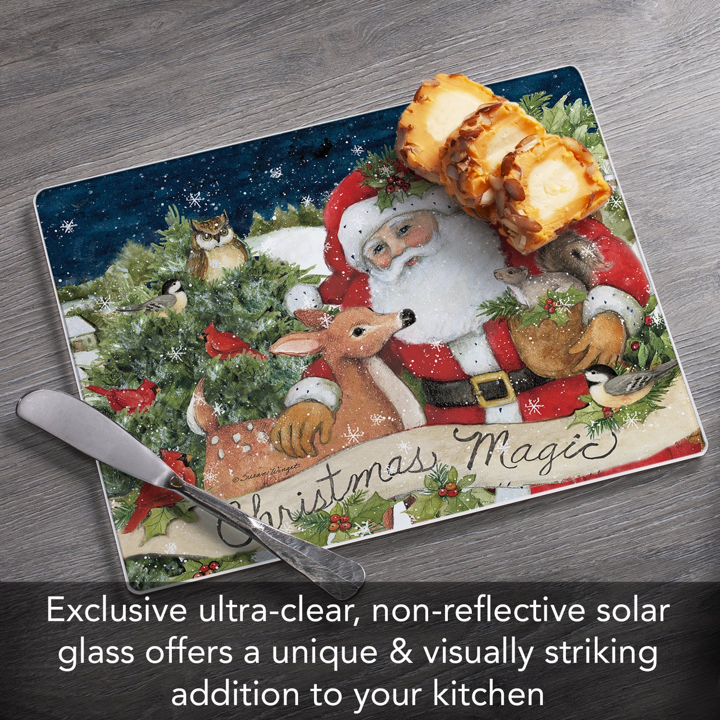 CounterArt Magic of the Holidays 3mm Tempered Glass Cutting Board 10” x 8” Manufactured in the USA