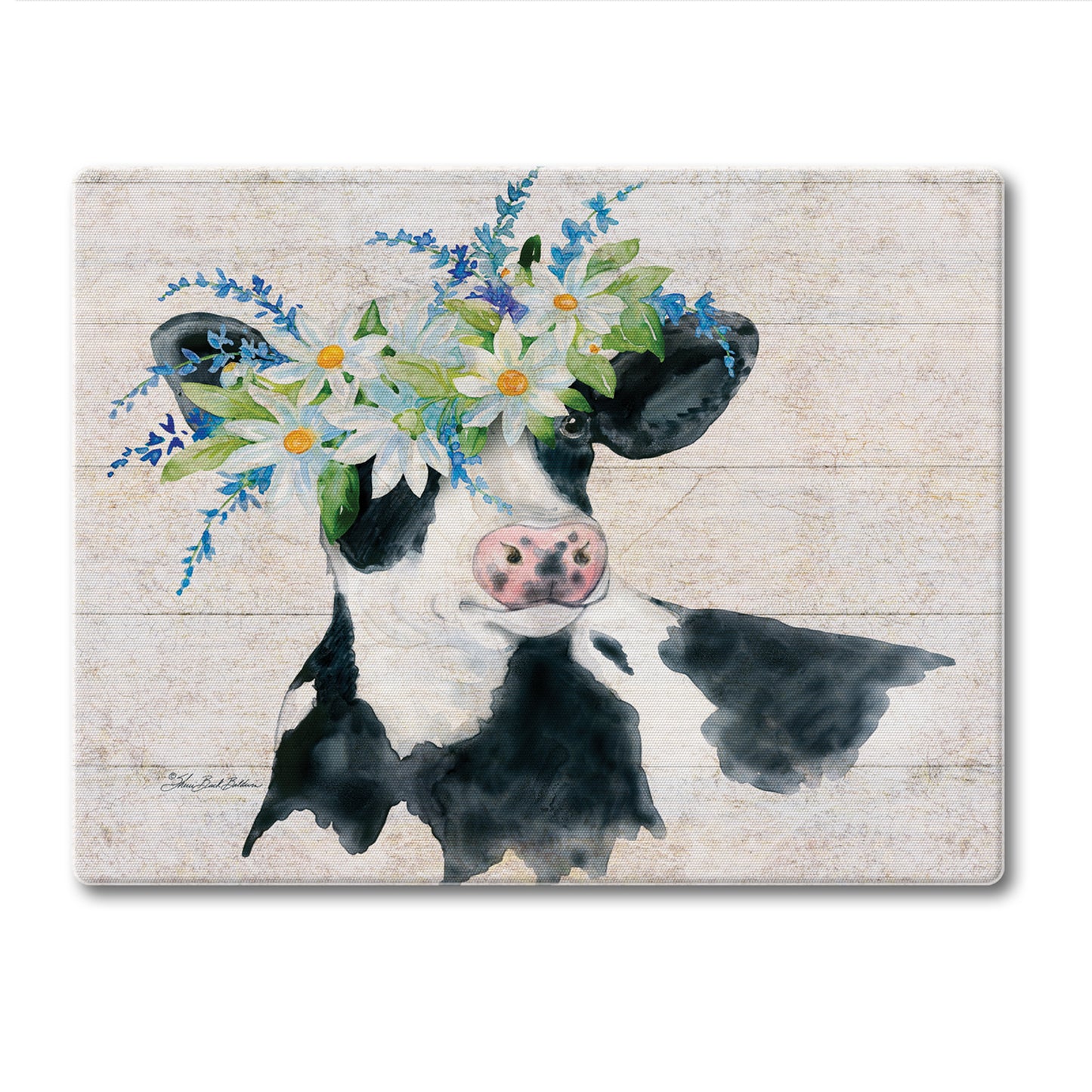 CounterArt Spring Cow 3mm Tempered Glass Cutting Board 10” x 8” Manufactured in the USA