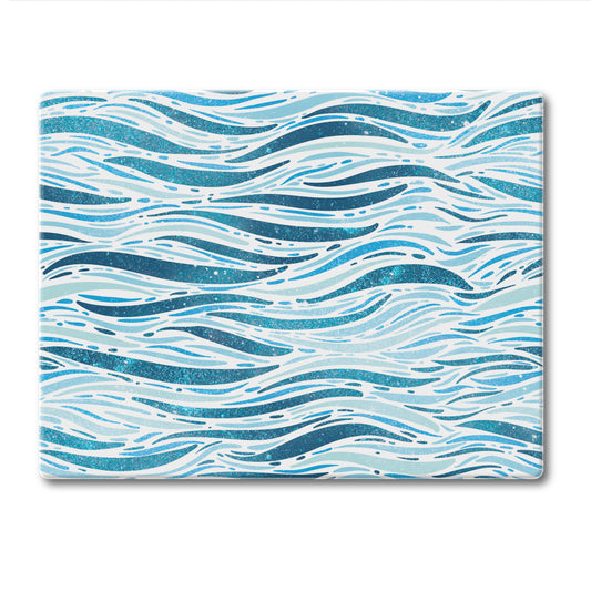 CounterArt Wavy Waves 3mm Tempered Glass Cutting Board 10” x 8” Manufactured in the USA