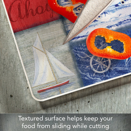 CounterArt Nautical Fragments 3mm Tempered Glass Cutting Board 10” x 8” Manufactured in the USA