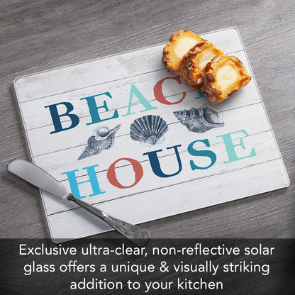 CounterArt Beach House 3mm Tempered Glass Cutting Board 10” x 8” Manufactured in the USA
