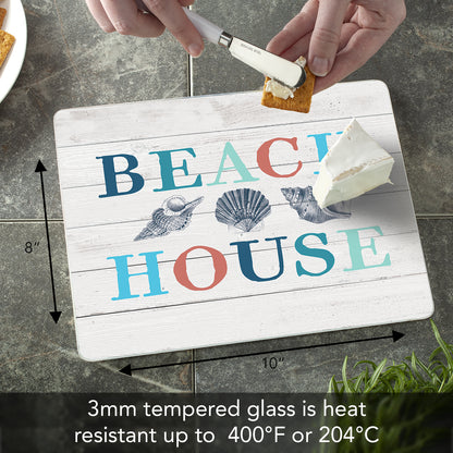 CounterArt Beach House 3mm Tempered Glass Cutting Board 10” x 8” Manufactured in the USA