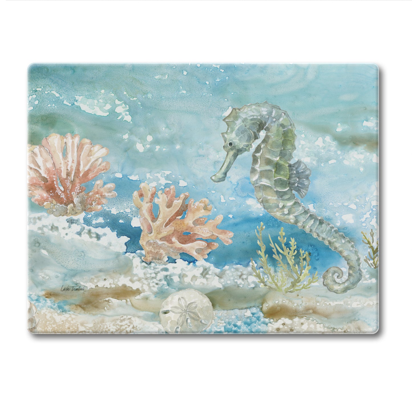 CounterArt Seahorse 3mm Tempered Glass Cutting Board 10” x 8” Manufactured in the USA