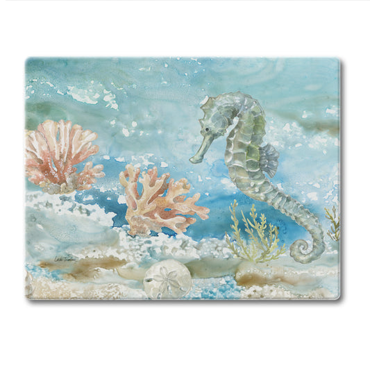 CounterArt Seahorse 3mm Tempered Glass Cutting Board 10” x 8” Manufactured in the USA