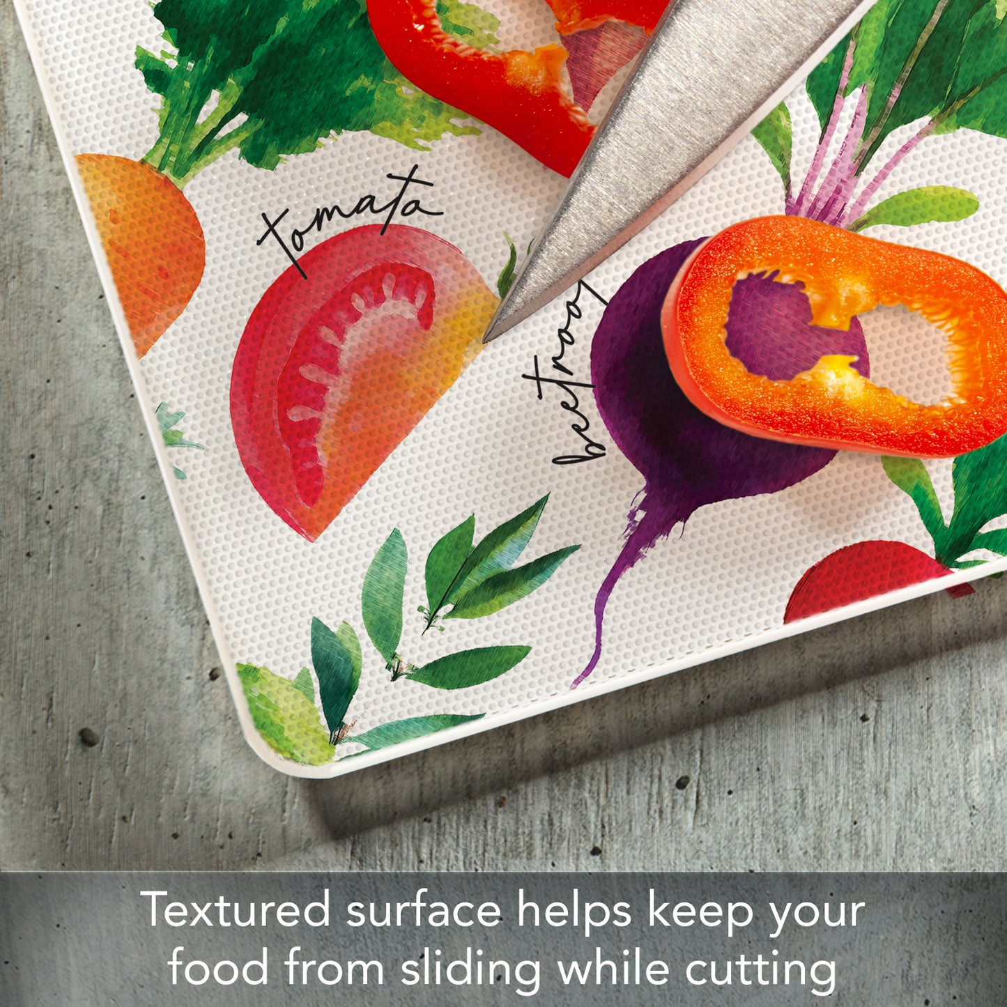 CounterArt Delicious Veggies 3mm Tempered Glass Cutting Board 10” x 8” Manufactured in the USA