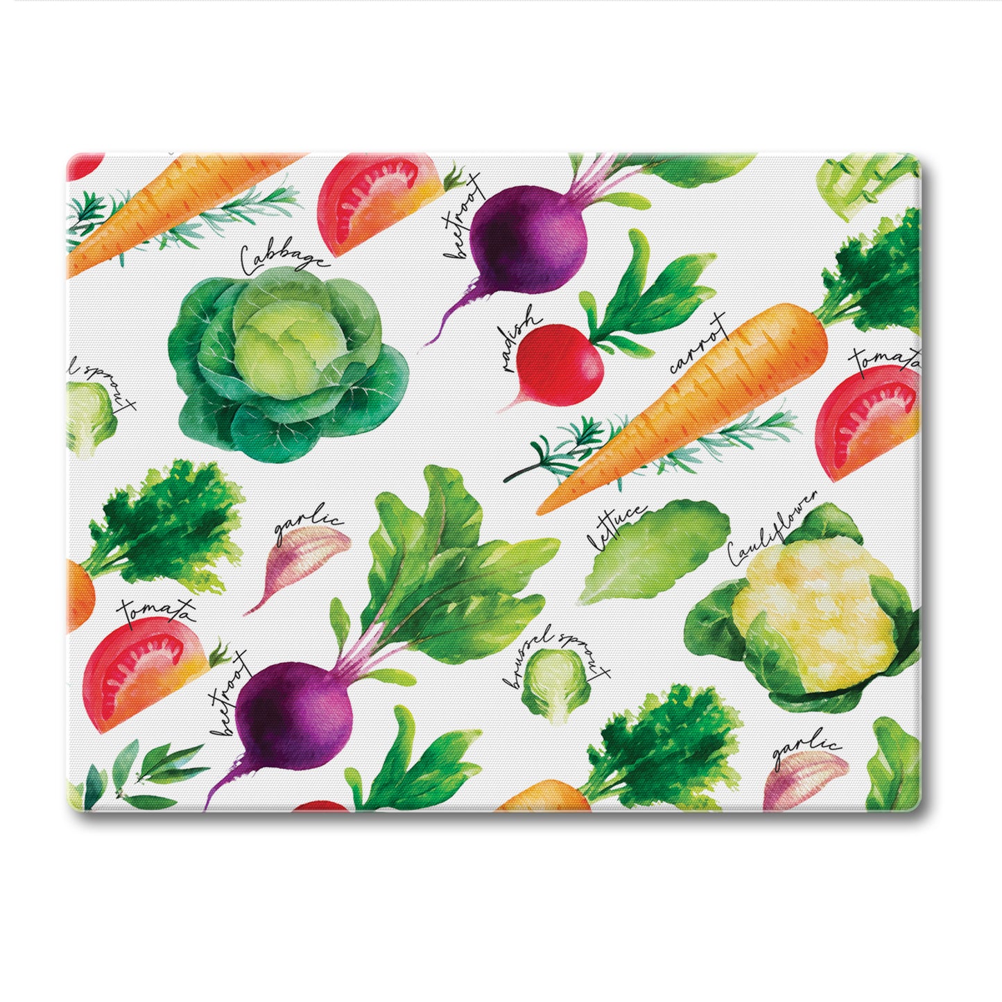 CounterArt Delicious Veggies 3mm Tempered Glass Cutting Board 10” x 8” Manufactured in the USA