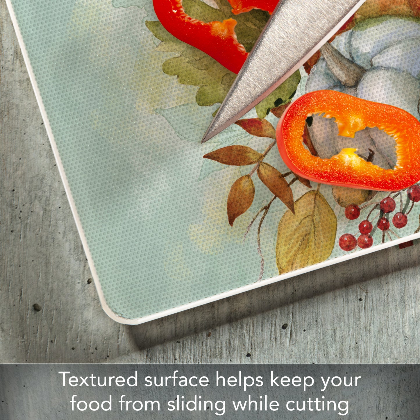 CounterArt Harvest Blessings 3mm Tempered Glass Cutting Board 10” x 8” Manufactured in the USA