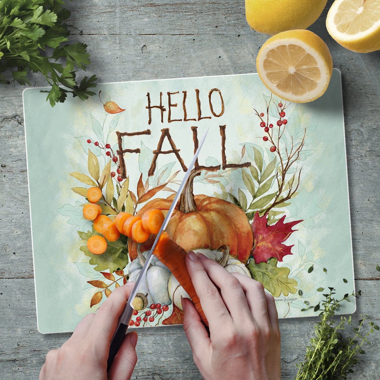 CounterArt Harvest Blessings 3mm Tempered Glass Cutting Board 10” x 8” Manufactured in the USA