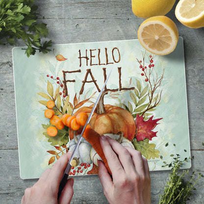 CounterArt Harvest Blessings 3mm Tempered Glass Cutting Board 10” x 8” Manufactured in the USA