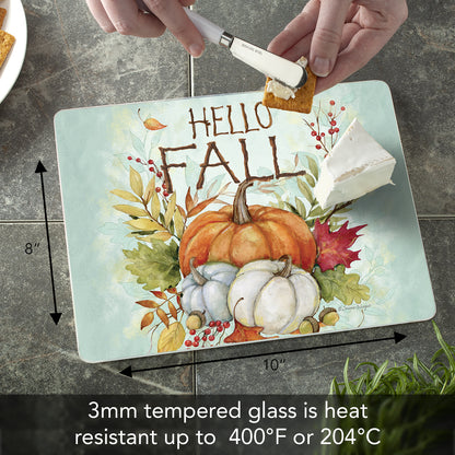 CounterArt Harvest Blessings 3mm Tempered Glass Cutting Board 10” x 8” Manufactured in the USA