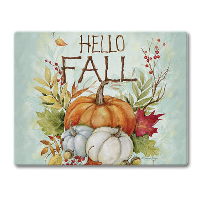 CounterArt Harvest Blessings 3mm Tempered Glass Cutting Board 10” x 8” Manufactured in the USA