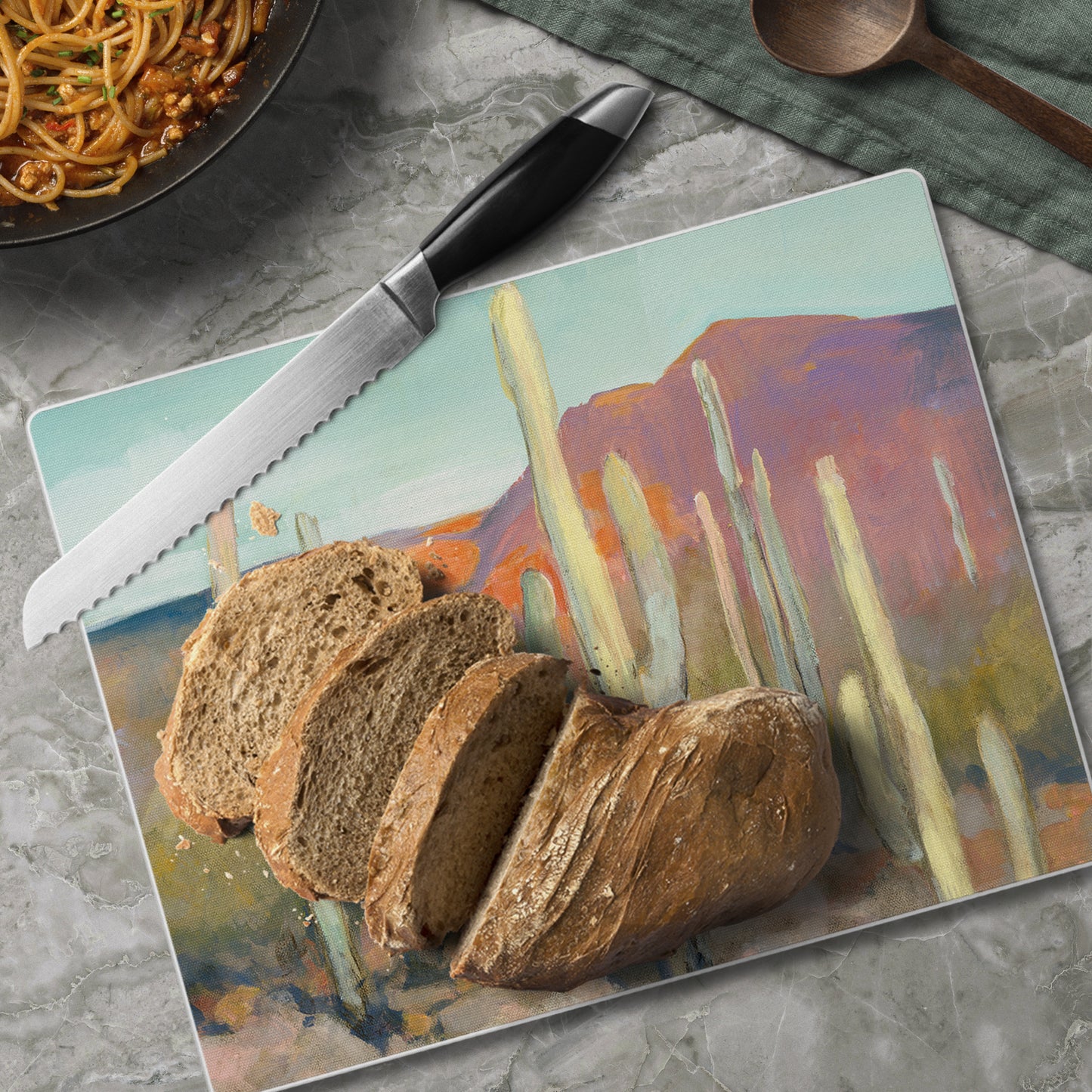 CounterArt High Desert 3mm Tempered Glass Cutting Board 10” x 8” Manufactured in the USA