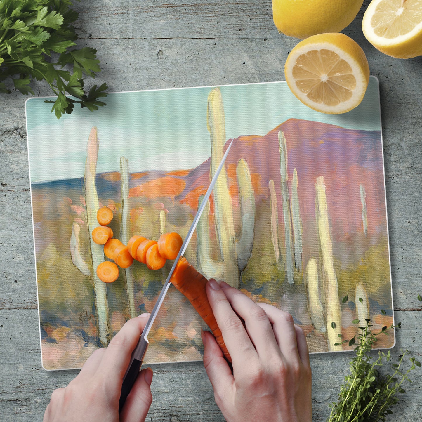 CounterArt High Desert 3mm Tempered Glass Cutting Board 10” x 8” Manufactured in the USA
