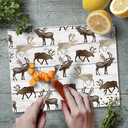 CounterArt Deer Pattern 3mm Tempered Glass Cutting Board 10” x 8” Manufactured in the USA