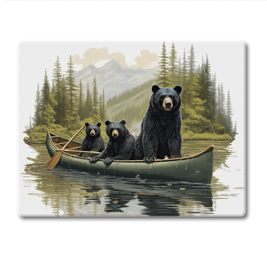 CounterArt Black Bear Canoe 3mm Tempered Glass Cutting Board 10” x 8” Manufactured in the USA
