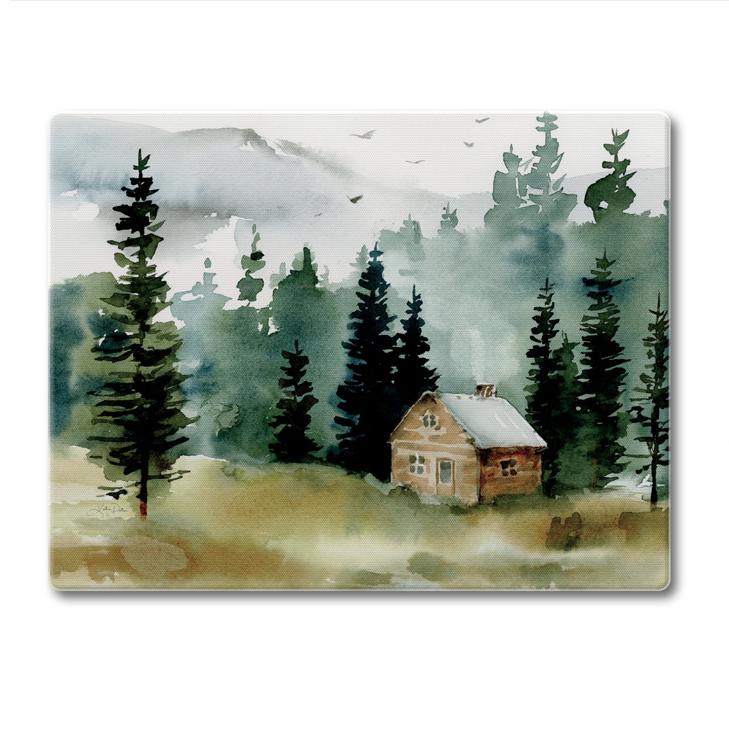 CounterArt Cabin in the Woods 3mm Tempered Glass Cutting Board 10” x 8” Manufactured in the USA