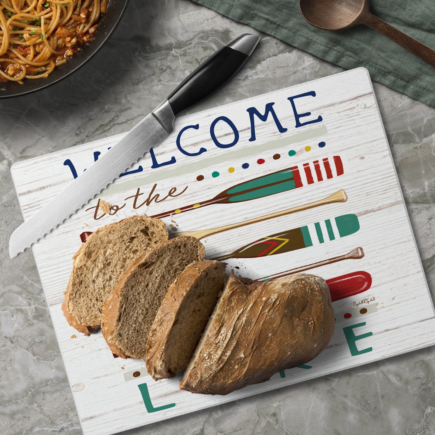 Welcome to the Lake 3mm Tempered Glass Cutting Board 10” x 8”