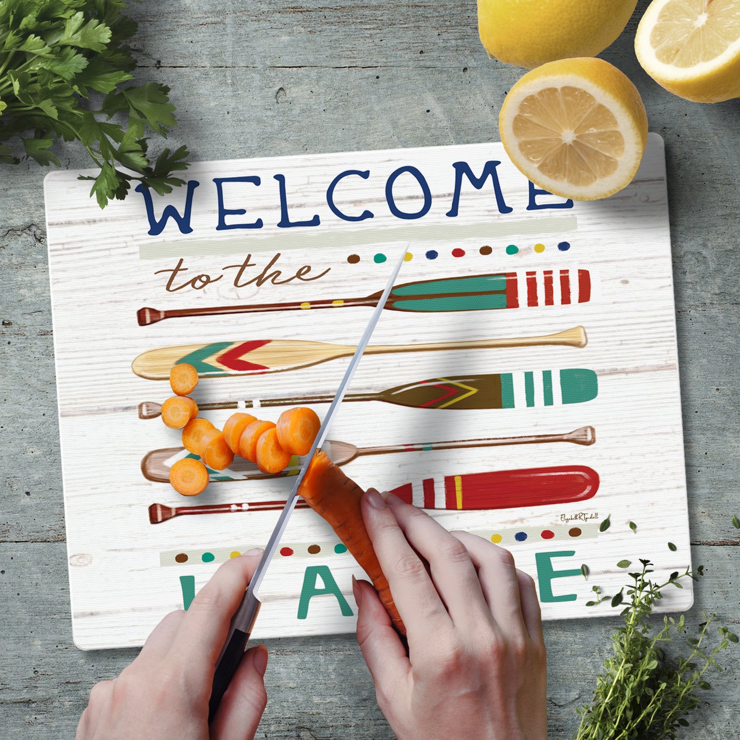 Welcome to the Lake 3mm Tempered Glass Cutting Board 10” x 8”