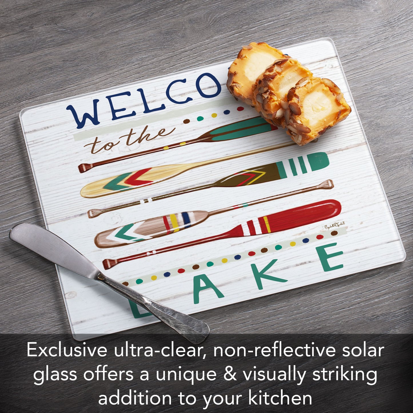 Welcome to the Lake 3mm Tempered Glass Cutting Board 10” x 8”