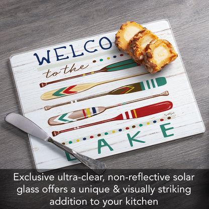 Welcome to the Lake 3mm Tempered Glass Cutting Board 10” x 8”