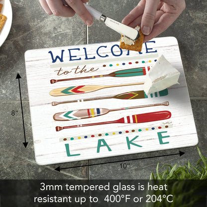 Welcome to the Lake 3mm Tempered Glass Cutting Board 10” x 8”