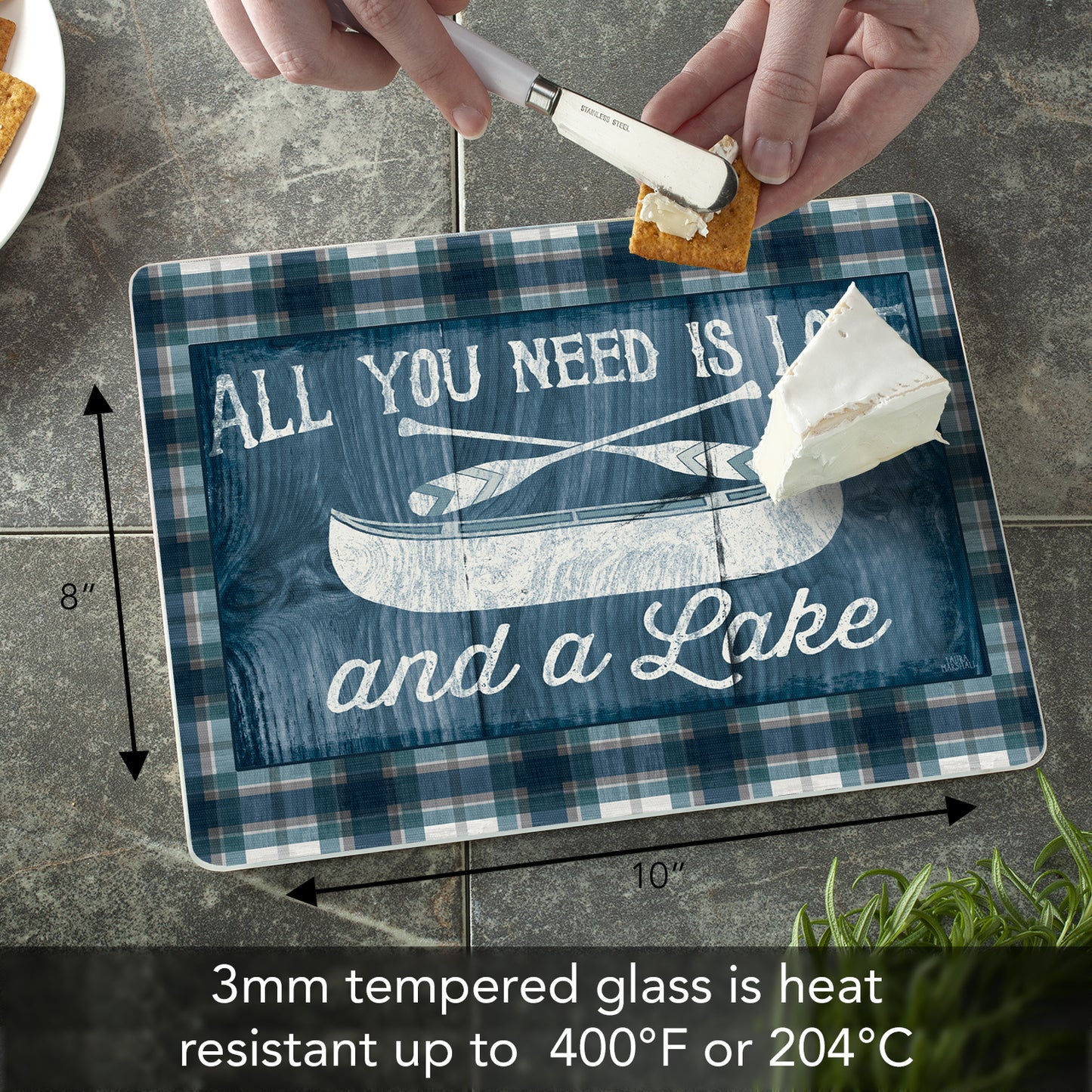 Love & A Lake 3mm Tempered Glass Cutting Board 10” x 8”