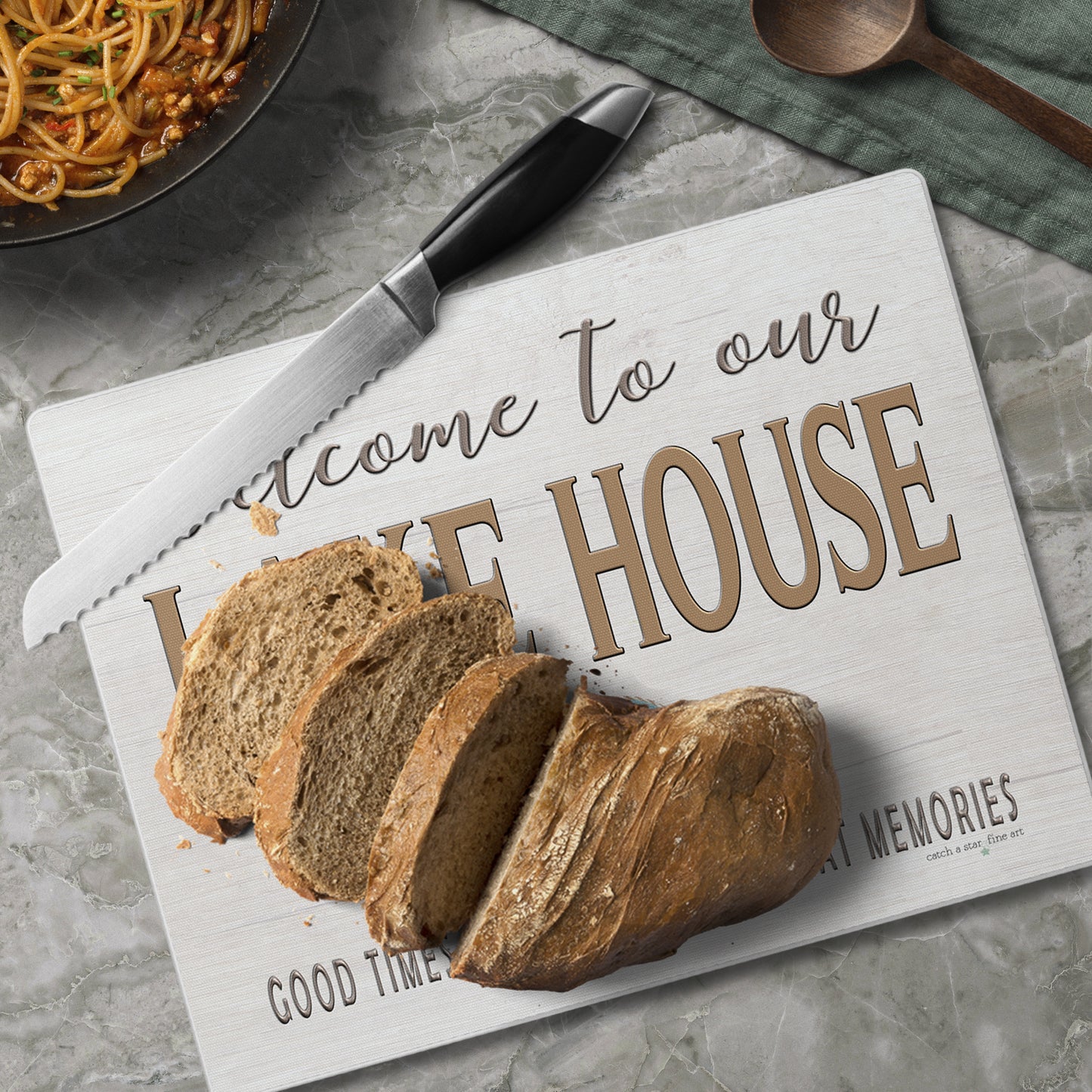 Lake House Lure 3mm Tempered Glass Cutting Board 10” x 8”