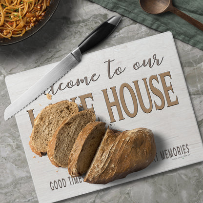 Lake House Lure 3mm Tempered Glass Cutting Board 10” x 8”