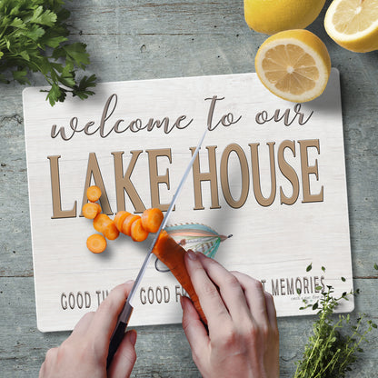 Lake House Lure 3mm Tempered Glass Cutting Board 10” x 8”