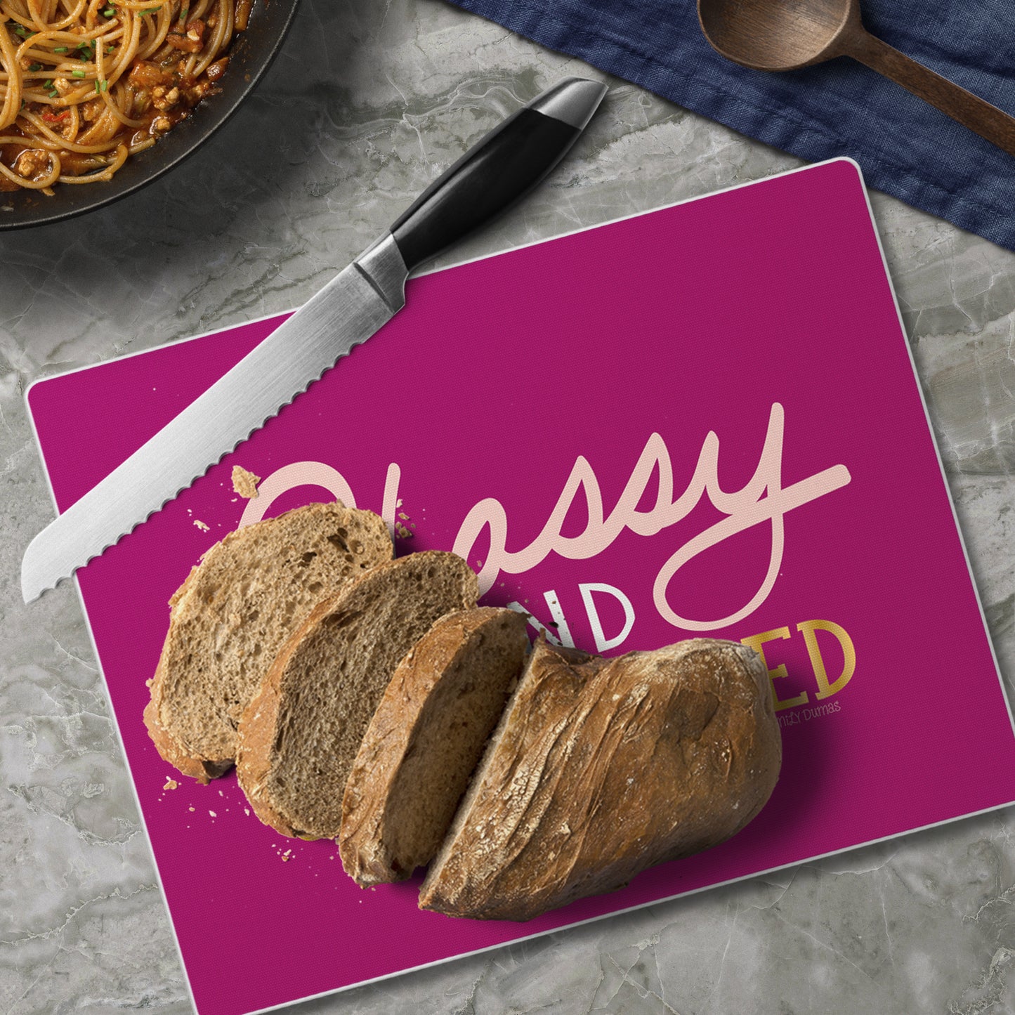 CounterArt Classy & Caffeinated 3mm Tempered Glass Cutting Board 10” x 8” Manufactured in the USA